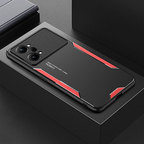 Handyhülle Hülle Luxus Aluminium Metall und Silikon Rahmen Tasche für Oppo K10 Pro 5G Rot