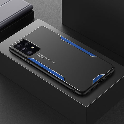 Handyhülle Hülle Luxus Aluminium Metall und Silikon Rahmen Tasche für Samsung Galaxy A52s 5G Blau