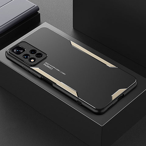 Handyhülle Hülle Luxus Aluminium Metall und Silikon Rahmen Tasche für Xiaomi Mi 11i 5G (2022) Gold