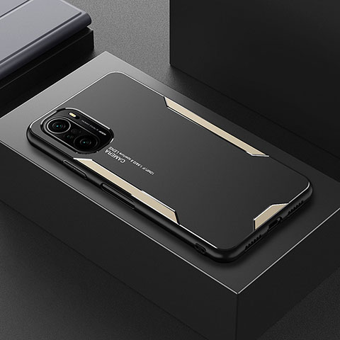 Handyhülle Hülle Luxus Aluminium Metall und Silikon Rahmen Tasche für Xiaomi Poco F3 5G Gold