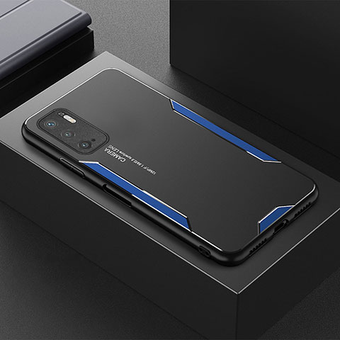 Handyhülle Hülle Luxus Aluminium Metall und Silikon Rahmen Tasche für Xiaomi POCO M3 Pro 5G Blau