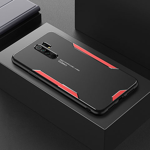 Handyhülle Hülle Luxus Aluminium Metall und Silikon Rahmen Tasche für Xiaomi Redmi 9 Rot