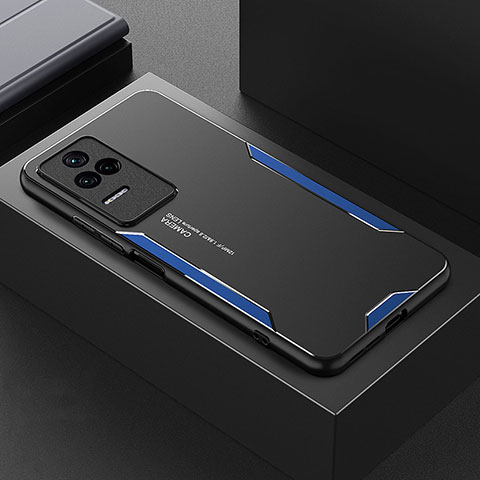 Handyhülle Hülle Luxus Aluminium Metall und Silikon Rahmen Tasche für Xiaomi Redmi K40S 5G Blau