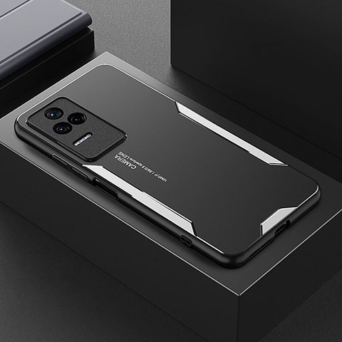 Handyhülle Hülle Luxus Aluminium Metall und Silikon Rahmen Tasche für Xiaomi Redmi K40S 5G Silber