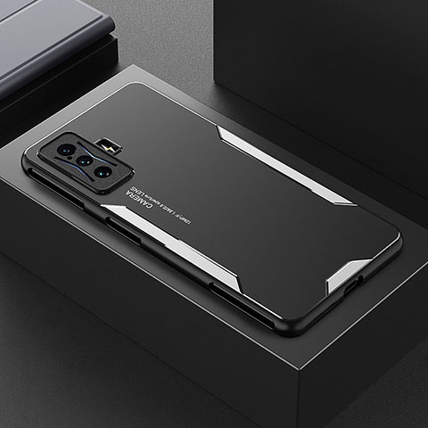 Handyhülle Hülle Luxus Aluminium Metall und Silikon Rahmen Tasche für Xiaomi Redmi K50 Gaming AMG F1 5G Silber