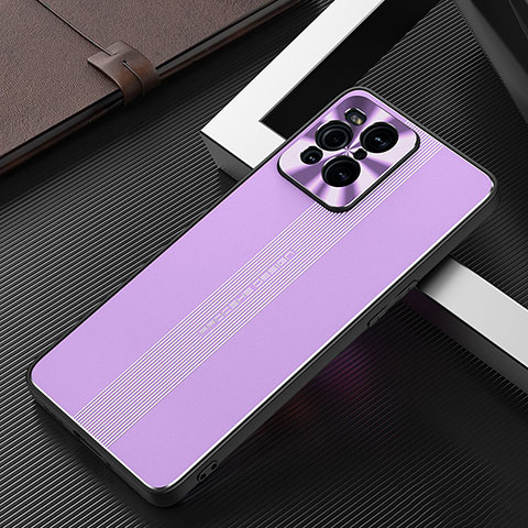 Handyhülle Hülle Luxus Aluminium Metall und Silikon Rahmen Tasche J01 für Oppo Find X3 Pro 5G Violett