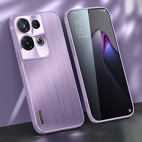 Handyhülle Hülle Luxus Aluminium Metall und Silikon Rahmen Tasche J01 für Oppo Reno8 Pro 5G Violett