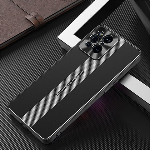 Handyhülle Hülle Luxus Aluminium Metall und Silikon Rahmen Tasche J02 für Oppo Find X3 Pro 5G Schwarz