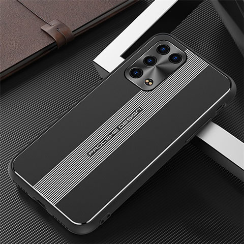 Handyhülle Hülle Luxus Aluminium Metall und Silikon Rahmen Tasche J02 für Oppo Reno6 Pro 5G Schwarz