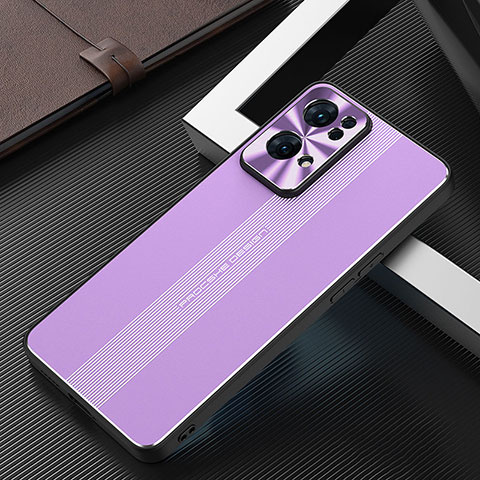 Handyhülle Hülle Luxus Aluminium Metall und Silikon Rahmen Tasche J02 für Oppo Reno7 Pro 5G Violett