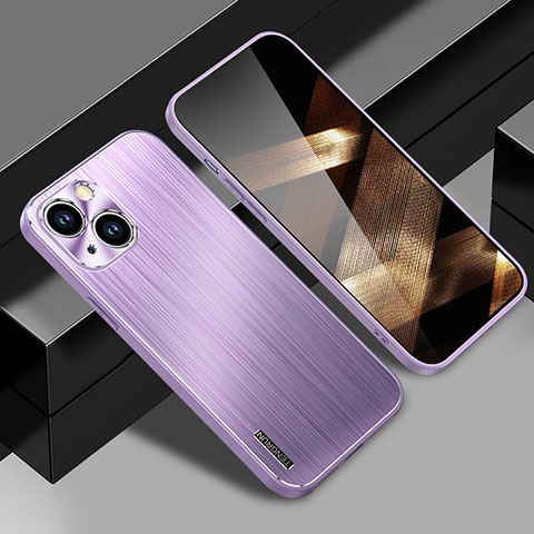 Handyhülle Hülle Luxus Aluminium Metall und Silikon Rahmen Tasche JL1 für Apple iPhone 15 Violett