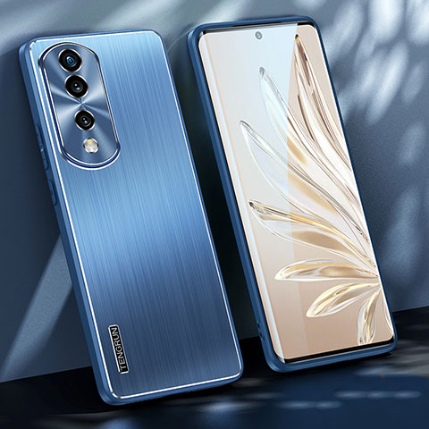 Handyhülle Hülle Luxus Aluminium Metall und Silikon Rahmen Tasche JL1 für Huawei Honor 70 Pro+ Plus 5G Blau