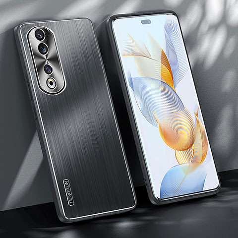 Handyhülle Hülle Luxus Aluminium Metall und Silikon Rahmen Tasche JL1 für Huawei Honor 90 Pro 5G Schwarz