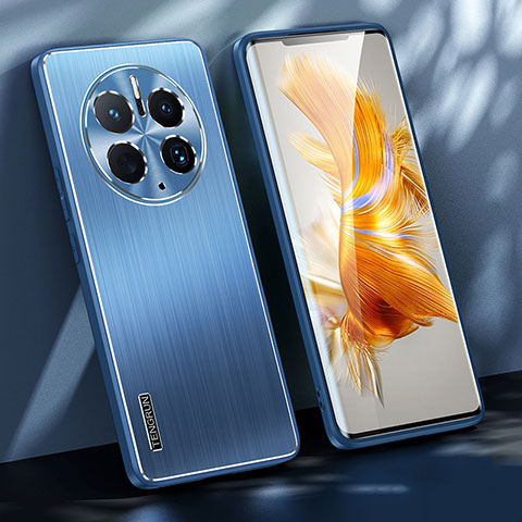 Handyhülle Hülle Luxus Aluminium Metall und Silikon Rahmen Tasche JL1 für Huawei Mate 50 Pro Blau