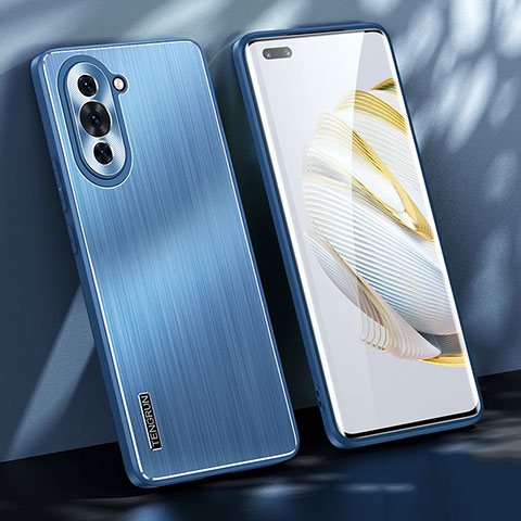 Handyhülle Hülle Luxus Aluminium Metall und Silikon Rahmen Tasche JL1 für Huawei Nova 10 Pro Blau