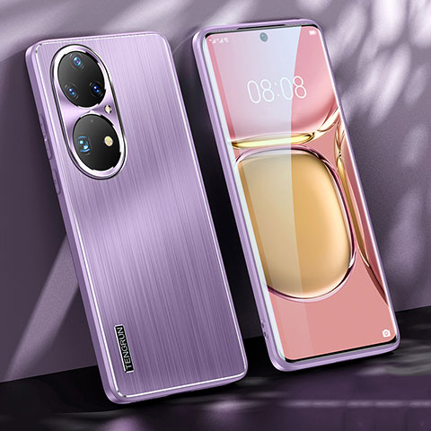 Handyhülle Hülle Luxus Aluminium Metall und Silikon Rahmen Tasche JL1 für Huawei P50 Violett