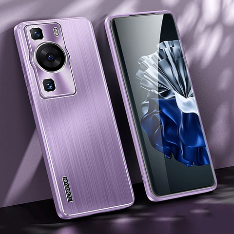 Handyhülle Hülle Luxus Aluminium Metall und Silikon Rahmen Tasche JL1 für Huawei P60 Pro Violett