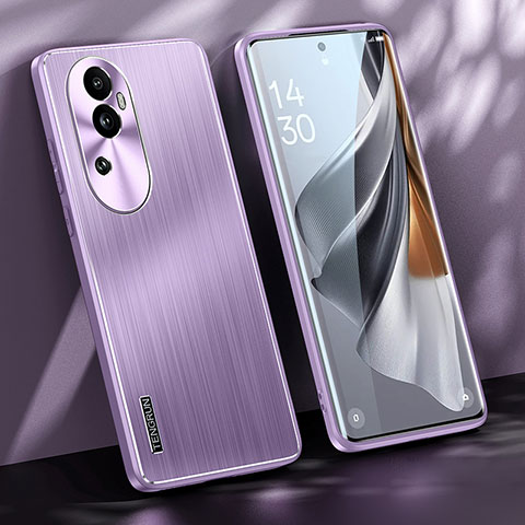 Handyhülle Hülle Luxus Aluminium Metall und Silikon Rahmen Tasche JL1 für Oppo Reno10 Pro+ Plus 5G Violett