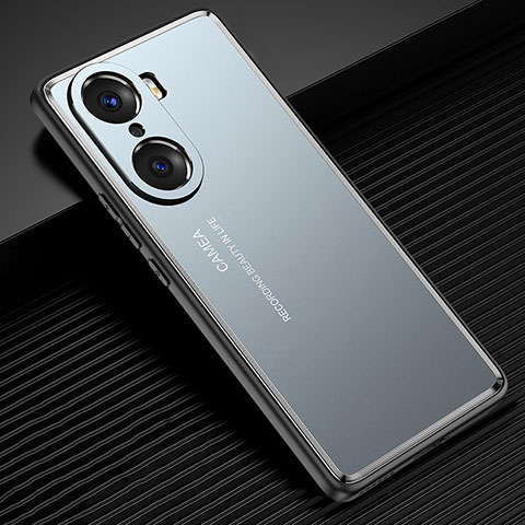 Handyhülle Hülle Luxus Aluminium Metall und Silikon Rahmen Tasche JL2 für Huawei Honor 60 5G Blau