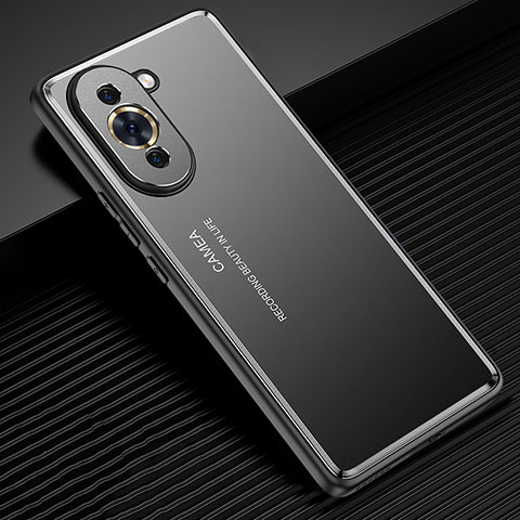 Handyhülle Hülle Luxus Aluminium Metall und Silikon Rahmen Tasche JL2 für Huawei Nova 10 Pro Schwarz