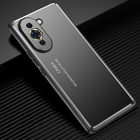 Handyhülle Hülle Luxus Aluminium Metall und Silikon Rahmen Tasche JL2 für Huawei Nova 10 Schwarz