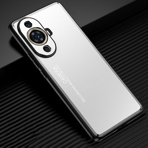 Handyhülle Hülle Luxus Aluminium Metall und Silikon Rahmen Tasche JL2 für Huawei Nova 11 Silber