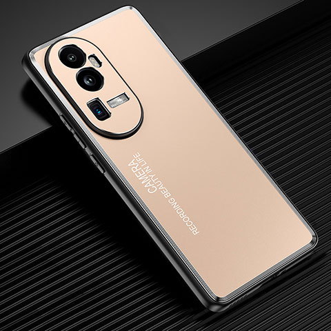 Handyhülle Hülle Luxus Aluminium Metall und Silikon Rahmen Tasche JL2 für Oppo Reno10 Pro+ Plus 5G Gold