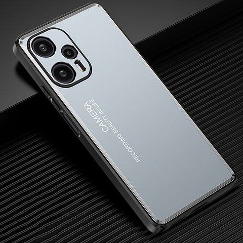 Handyhülle Hülle Luxus Aluminium Metall und Silikon Rahmen Tasche JL2 für Xiaomi Redmi Note 12 Turbo 5G Blau