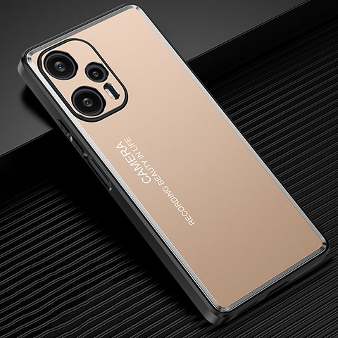 Handyhülle Hülle Luxus Aluminium Metall und Silikon Rahmen Tasche JL2 für Xiaomi Redmi Note 12 Turbo 5G Gold