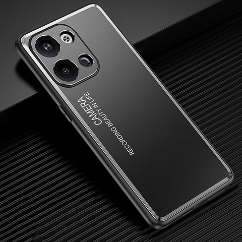 Handyhülle Hülle Luxus Aluminium Metall und Silikon Rahmen Tasche JL2 für Xiaomi Redmi Note 13 5G Schwarz