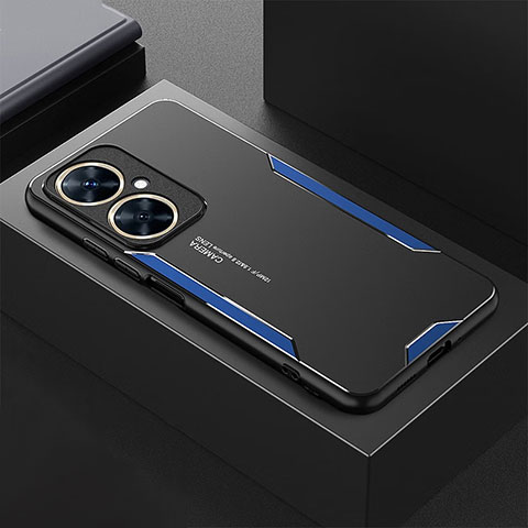 Handyhülle Hülle Luxus Aluminium Metall und Silikon Rahmen Tasche JL3 für Huawei Nova 11i Blau