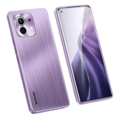 Handyhülle Hülle Luxus Aluminium Metall und Silikon Rahmen Tasche M02 für Xiaomi Mi 11 5G Violett