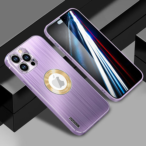 Handyhülle Hülle Luxus Aluminium Metall und Silikon Rahmen Tasche mit Mag-Safe Magnetic Magnetisch JL1 für Apple iPhone 14 Pro Violett