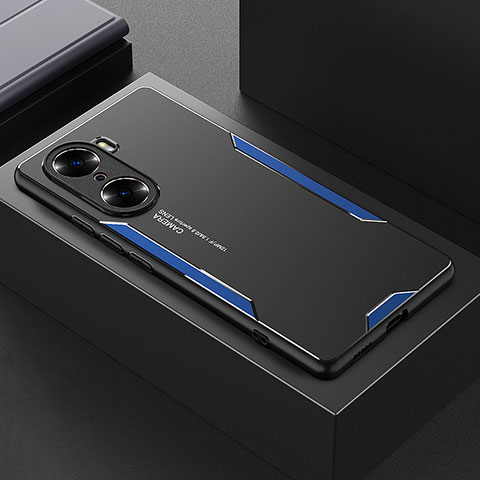 Handyhülle Hülle Luxus Aluminium Metall und Silikon Rahmen Tasche PB1 für Huawei Honor 60 Pro 5G Blau