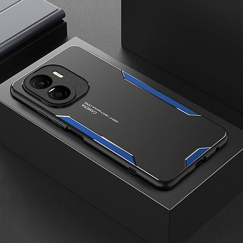 Handyhülle Hülle Luxus Aluminium Metall und Silikon Rahmen Tasche PB1 für Huawei Honor X40i 5G Blau