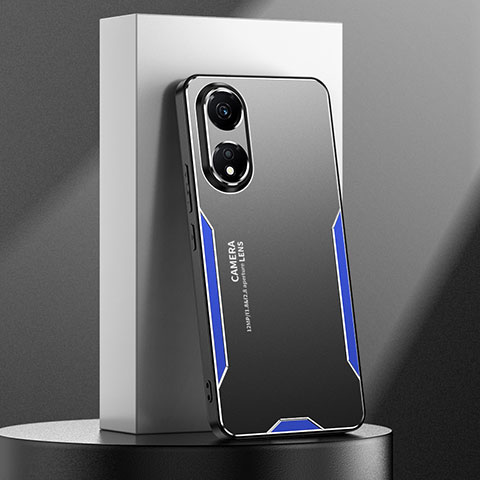 Handyhülle Hülle Luxus Aluminium Metall und Silikon Rahmen Tasche PB1 für Huawei Honor X5 Plus Blau