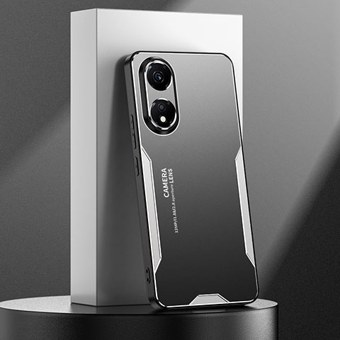 Handyhülle Hülle Luxus Aluminium Metall und Silikon Rahmen Tasche PB1 für Huawei Honor X5 Plus Silber