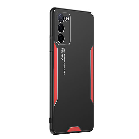 Handyhülle Hülle Luxus Aluminium Metall und Silikon Rahmen Tasche PB1 für Oppo A53s 5G Rot