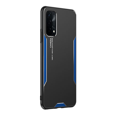 Handyhülle Hülle Luxus Aluminium Metall und Silikon Rahmen Tasche PB1 für Oppo A54 5G Blau