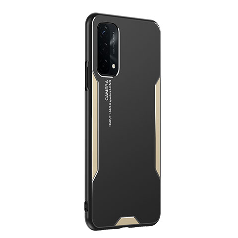 Handyhülle Hülle Luxus Aluminium Metall und Silikon Rahmen Tasche PB1 für Oppo A74 5G Gold