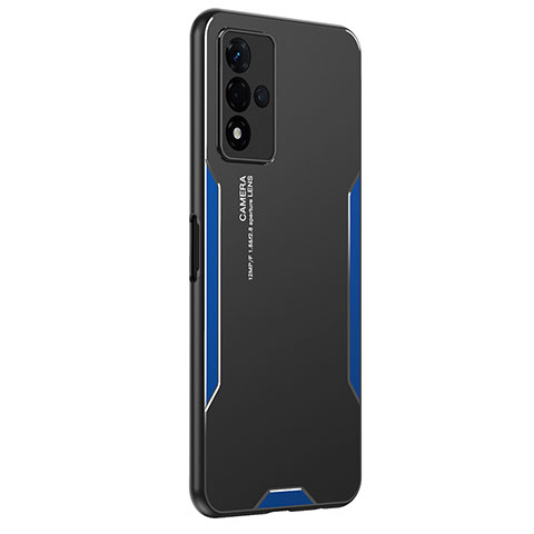 Handyhülle Hülle Luxus Aluminium Metall und Silikon Rahmen Tasche PB1 für Oppo A93s 5G Blau