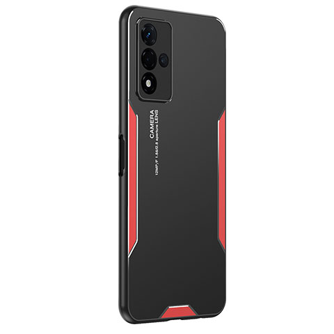 Handyhülle Hülle Luxus Aluminium Metall und Silikon Rahmen Tasche PB1 für Oppo A93s 5G Rot