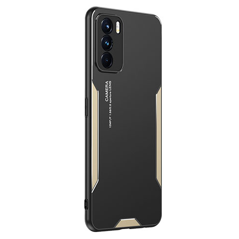 Handyhülle Hülle Luxus Aluminium Metall und Silikon Rahmen Tasche PB1 für Oppo K9 Pro 5G Gold