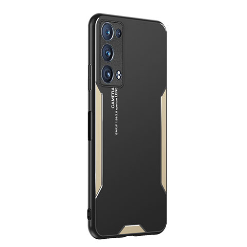 Handyhülle Hülle Luxus Aluminium Metall und Silikon Rahmen Tasche PB1 für Oppo Reno6 Pro 5G Gold