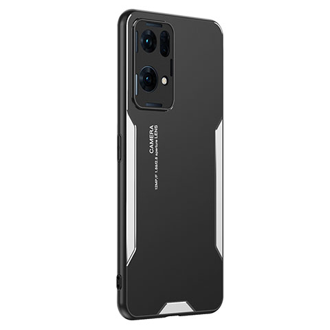 Handyhülle Hülle Luxus Aluminium Metall und Silikon Rahmen Tasche PB1 für Oppo Reno7 Pro 5G Silber