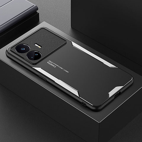 Handyhülle Hülle Luxus Aluminium Metall und Silikon Rahmen Tasche PB1 für Realme GT Neo5 SE 5G Silber