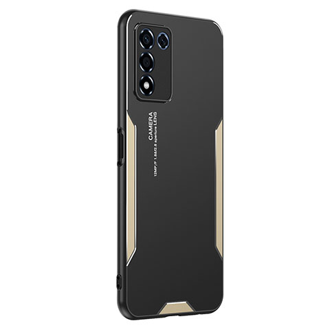 Handyhülle Hülle Luxus Aluminium Metall und Silikon Rahmen Tasche PB1 für Realme Q3s 5G Gold