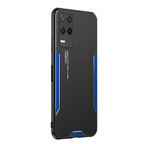 Handyhülle Hülle Luxus Aluminium Metall und Silikon Rahmen Tasche PB2 für Realme 8s 5G Blau