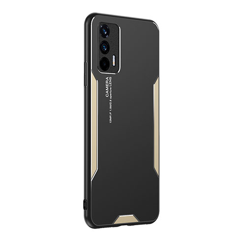 Handyhülle Hülle Luxus Aluminium Metall und Silikon Rahmen Tasche PB2 für Realme GT 5G Gold