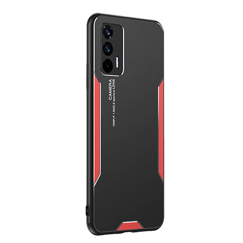 Handyhülle Hülle Luxus Aluminium Metall und Silikon Rahmen Tasche PB2 für Realme GT 5G Rot